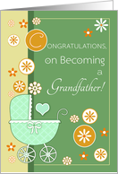 Congratulations on Becoming a Grandfather with Baby Carriage design card