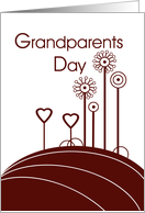 Happy Grandparents Day with Red Hearts and Flowers card