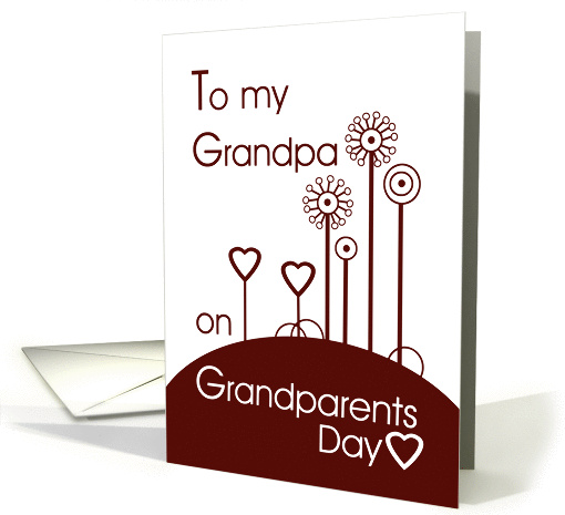 Happy Grandparents Day for Grandpa- Red Hearts and Flowers card