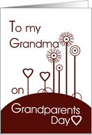 Red Hearts and Flowers to my Grandma on Grandparents Day card