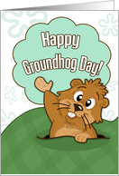 Happy Groundhog Day with Cute Groundhog Illustration card