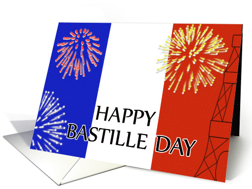 Happy Bastille Day with Fireworks and Eiffel Tower card (896847)