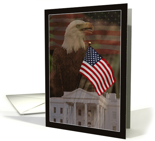 Presidents Day with Eagle, Flag, White House collage card (896929)