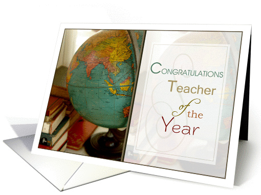 Congratulations Teacher of the Year- Antique Globe and Books card