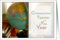 Congratulations Teacher of the Year- Antique Globe and Books card