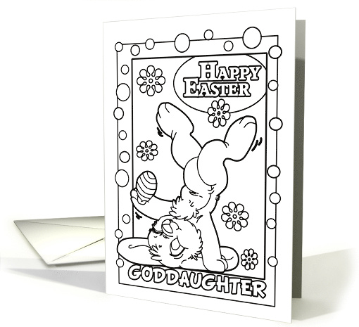 Happy Easter Goddaughter with Balancing Bunny Coloring Book card