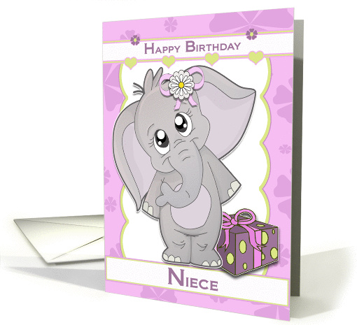 Happy Birthday Niece - Cute Elephant Illustration card (918226)