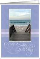 Wedding Invitation- Beach Scene and Hearts card