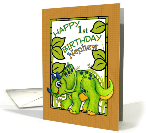 1st Birthday Nephew- Dinosaur card (942076)