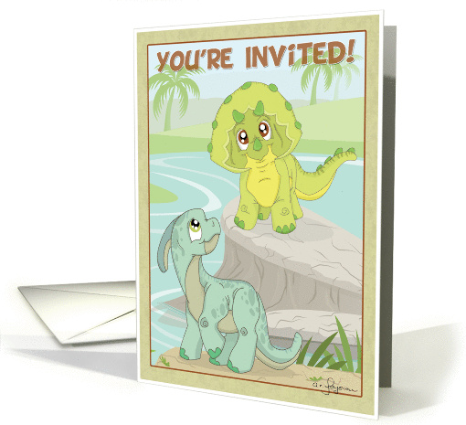 Birthday Party Invite- Cute/ Fun Dinosaurs card (942303)