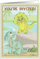 Birthday Party Invite- Cute/ Fun Dinosaurs card