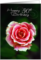 Happy 50th Birthday with a Pretty Glowing Rose Photo card