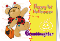Happy 1st Halloween Granddaughter-Button bear card