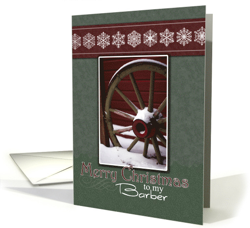 Merry Christmas to my Barber Festive Snow Covered Wheel Photo card
