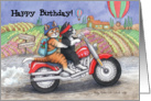 Motorcycle Happy Birthday Cats (Bud & Tony) card