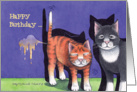 Pee Spraying Happy Birthday Cats (Bud & Tony) card