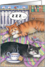 Belated Birthday Napping Cats (Bud & Tony) card
