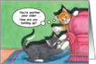 Cat Clawing Sofa Birthday (Bud & Tony) card