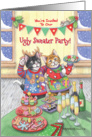 Ugly Christmas Sweater Party Cats Invitation (Bud & Tony) card