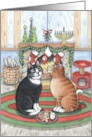 Chrismukkah Hanukkah and Christmas Cats Holiday Greeting card