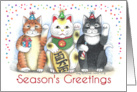 Season’s Greetings Party Kitties with Maneki Neko card