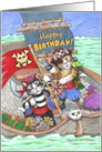 Happy Birthday Pirate Ship Cats Bud and Tony card