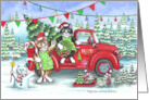 Red Truck Cats Bud and Tony Christmas card