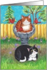 Bud and Tony Cats in Birdbath card