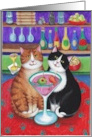 Bud and Tony Cats with Cocktail Birthday card
