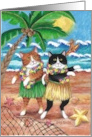 Bud and Tony Cats Hula and Surfer Anniversary card