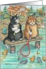 Cats Fishing On Dock Birthday (Bud & Tony) card