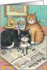 Cats Doing Crossword Puzzle Birthday (Bud & Tony) card