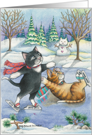 Cats Ice/Figure Skating Christmas (Bud & Tony) card
