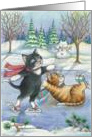 Cats Ice/Figure Skating Christmas (Bud & Tony) card