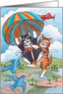 Cats Skydiving/Parachuting Birthday (Bud & Tony) card