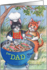 Dad BBQ Birthday Cats (Bud & Tony) card