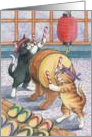 Taiko Drumming Cats Announcement (Bud & Tony) card