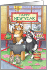 Japanese American Happy New Year Cats(Bud & Tony) card