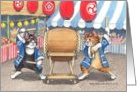 Baby Boy Congrats Asian Taiko Drum Cats (Bud & Tony) card