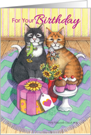 For Your Birthday cats (Bud & Tony) card