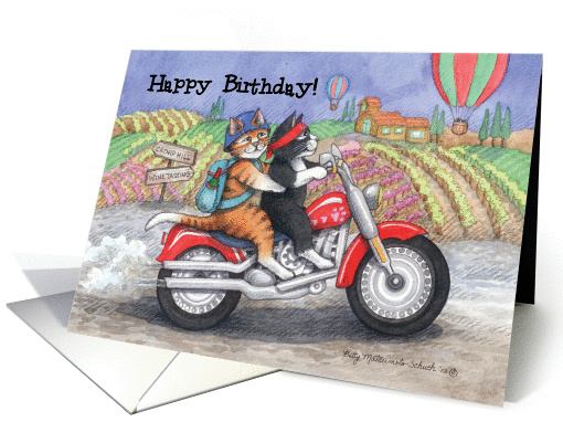Motorcycle Happy Birthday Cats (Bud & Tony) card (1053513)
