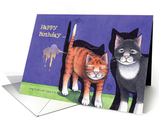 Pee Spraying Happy Birthday Cats (Bud & Tony) card (1066819)