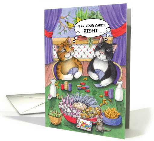 Card Playing Cats Encouragement (Bud & Tony) card (1100520)