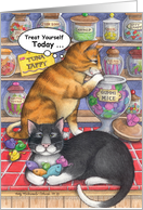 Candy Shop Birthday Cats (Bud & Tony) card