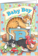 Baby Boy Welcome Cats (Bud & Tony) card