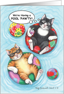 Pool Party Cats Invitation (Bud & Tony) card