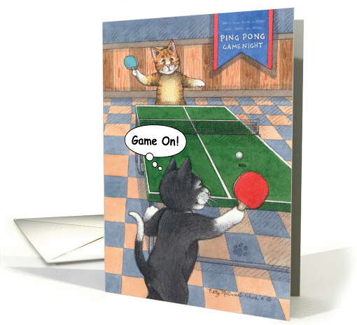 Cat Ping Pong Birthday (Bud & Tony) card (1126904)