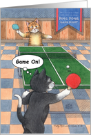 Cat Ping Pong Birthday (Bud & Tony) card