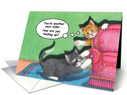 Cat Clawing Sofa Birthday (Bud & Tony) card (1131602)