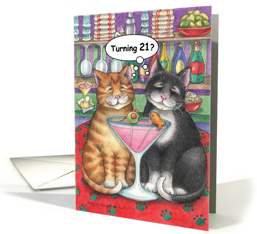 Cats 21st Birthday (Bud & Tony) card (1141712)